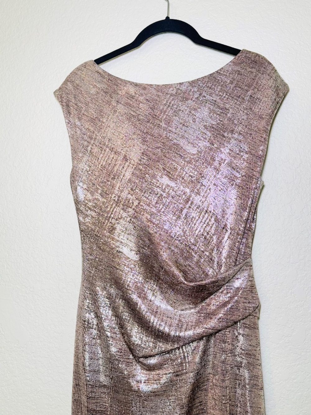 Connected Apparel Dress 6 Sleeveless Drape Neck Evening Gold Silver Formal Glam - Picture 7 of 7
